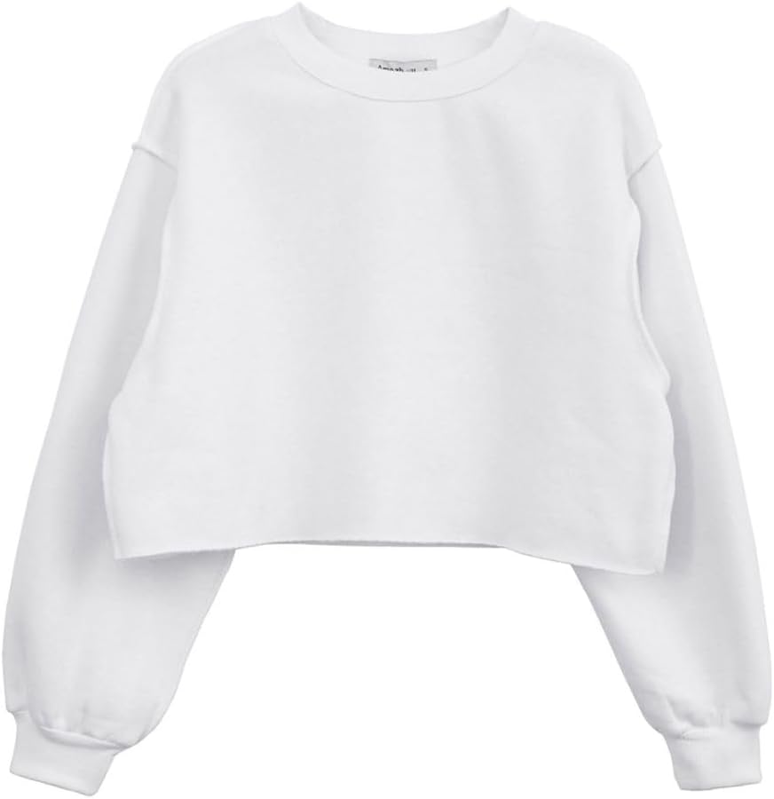 Women's Fleece Raw-cut Cropped Sweatshirt