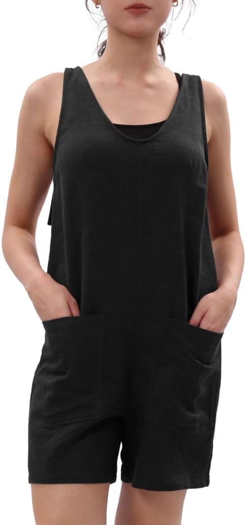 Women's Linen Short Romper Loose Jumpsuits