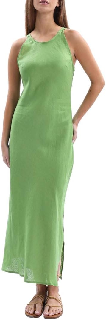 Women's 100% Linen Sleevelesss Splits Bodycon Maxi Dresses