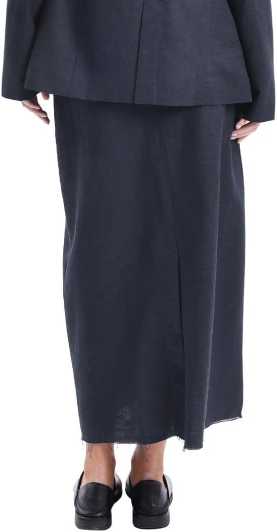 Women's Linen High Waisted Split Raw Hem A-Line Midi Skirts