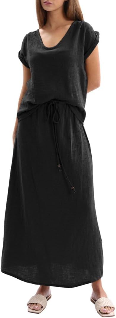 Women's Crepe Cotton Gauze 2 Piece Skirt Sets