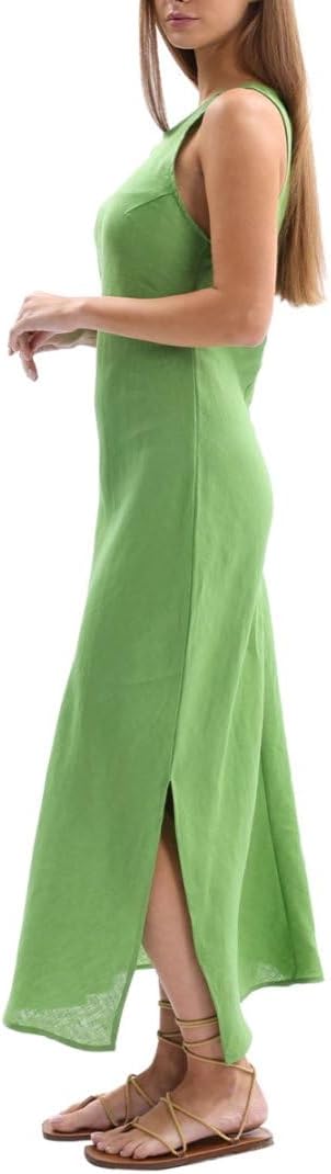 Women's 100% Linen Sleevelesss Splits Bodycon Maxi Dresses