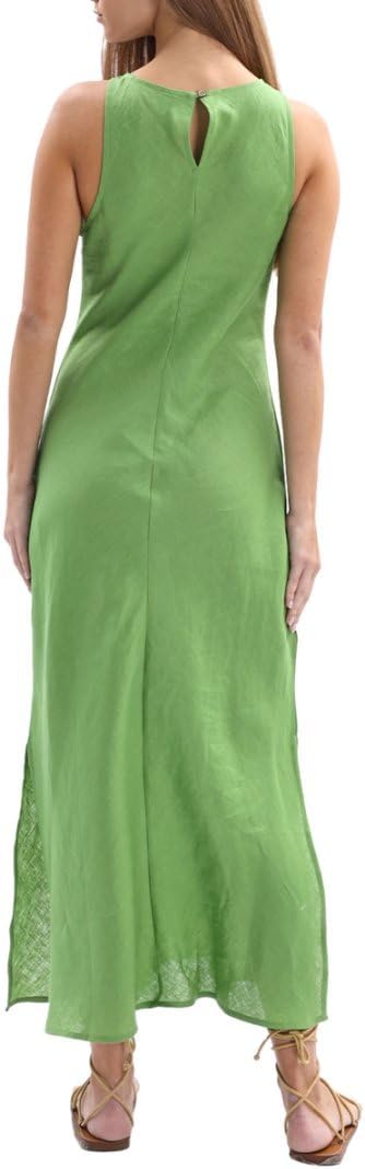 Women's 100% Linen Sleevelesss Splits Bodycon Maxi Dresses