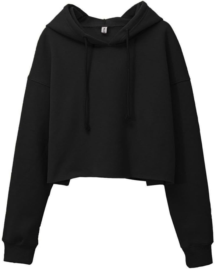 Women's Fleece Drawstring Cropped Hoodies with Hooded