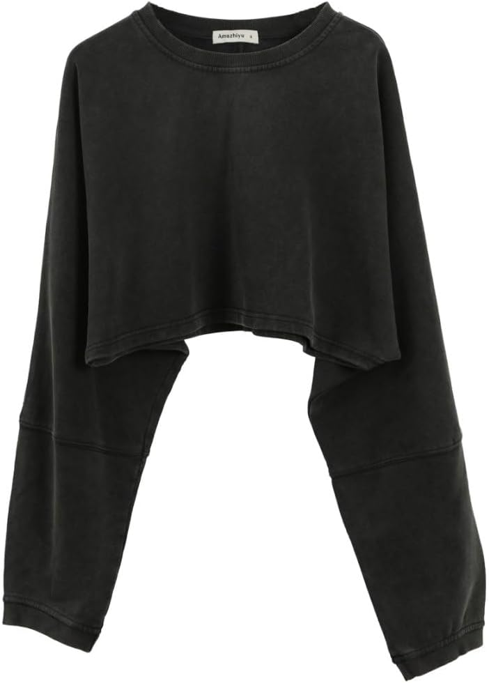 Women's Acid Washed High Cropped Sweatshirt