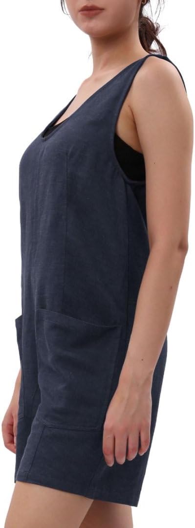 Women's Linen Short Romper Loose Jumpsuits