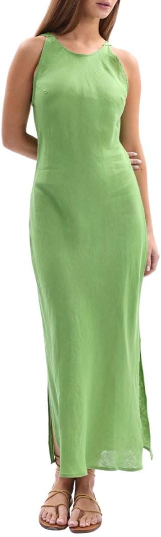 Women's 100% Linen Sleevelesss Splits Bodycon Maxi Dresses