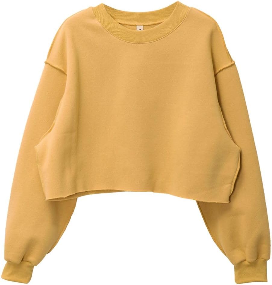 Women's Fleece Raw-cut Cropped Sweatshirt