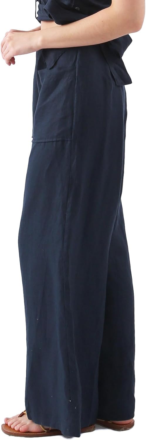 Women's 100% Linen High Waist Wide Leg Pants