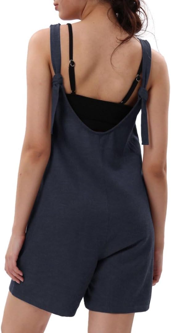Women's Linen Short Romper Loose Jumpsuits