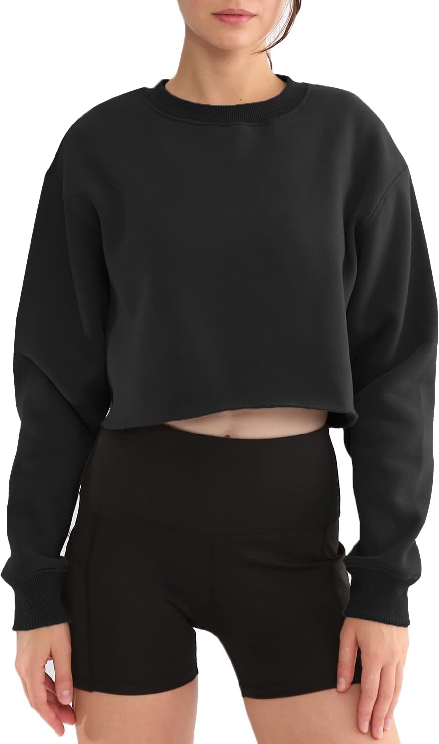 Women' s Fleece Pullover Cropped Sweatshirt