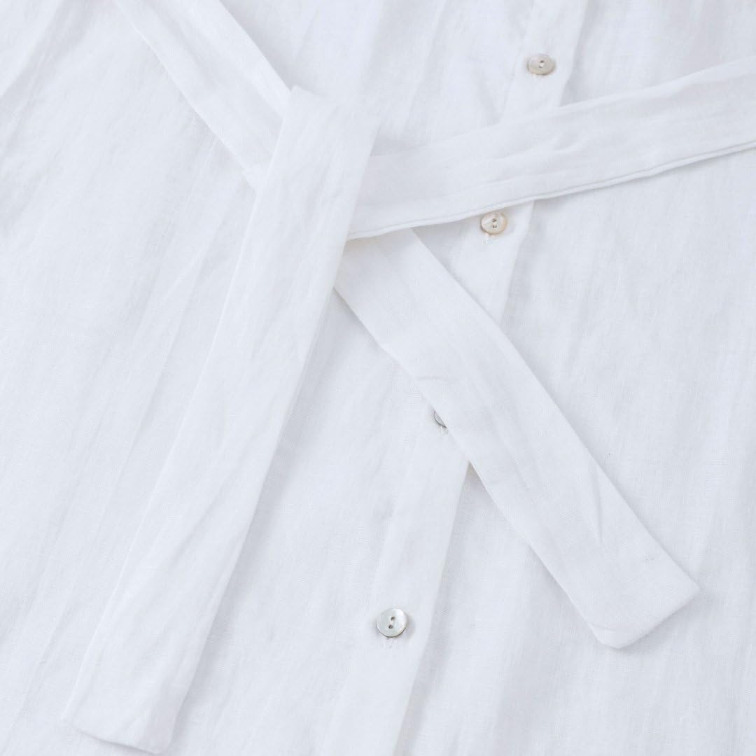 Women's 100% Linen Button Down Midi Shirt Dresses