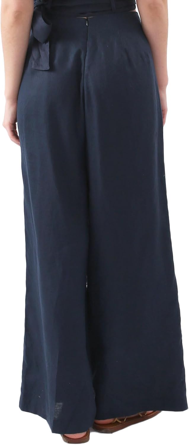 Women's 100% Linen High Waist Wide Leg Pants