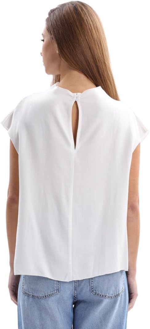 Women's Linen Cap Sleeve Cowl Neck Blouse