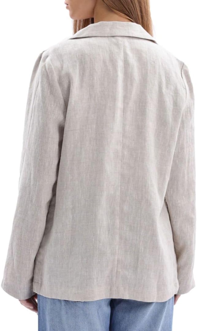Women's 100% Linen Notched Button Blazer Jackets