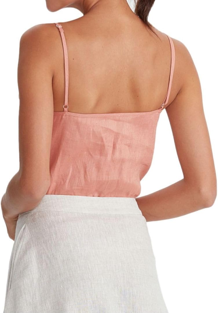Women's 100% Linen Camisole Tank Top Adjustable Strap Tops