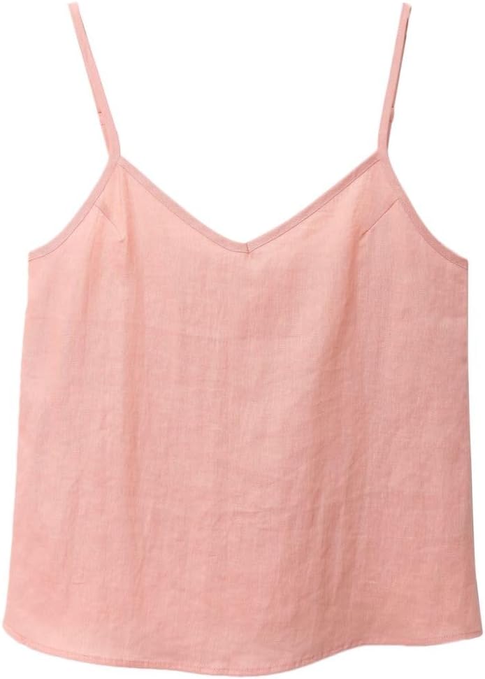 Women's 100% Linen Camisole Tank Top Adjustable Strap Tops