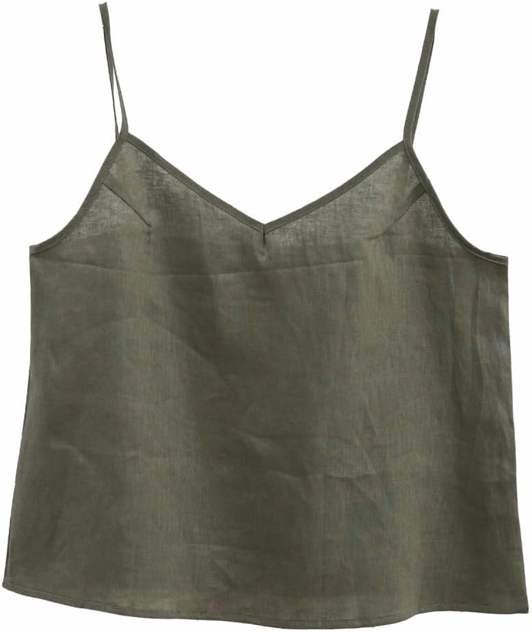 Women's 100% Linen Camisole Tank Top Adjustable Strap Tops