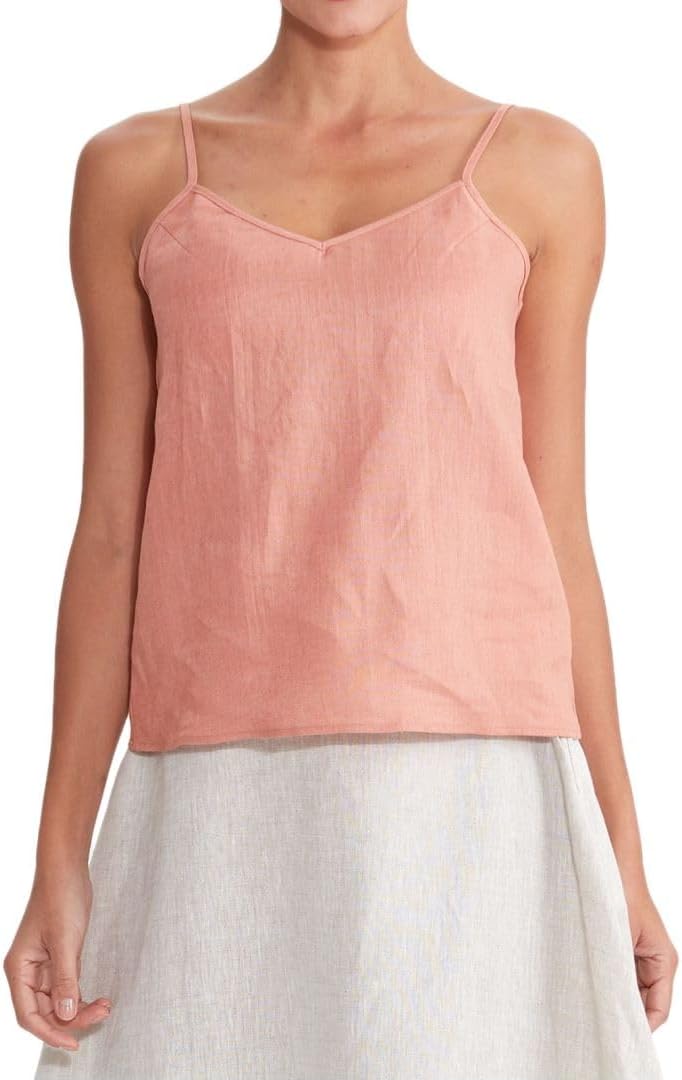 Women's 100% Linen Camisole Tank Top Adjustable Strap Tops