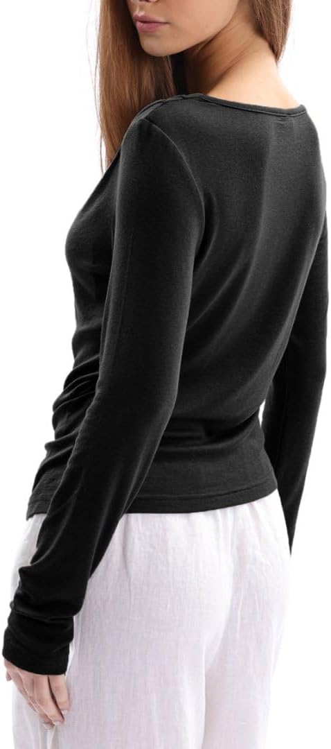 Women's Wool Long Sleeve Cowl Neck Tops Knitted T-Shirt