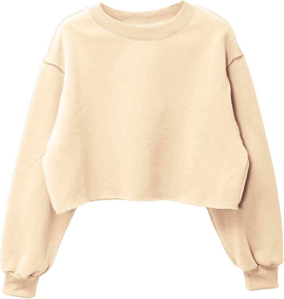 Women's Fleece Raw-cut Cropped Sweatshirt