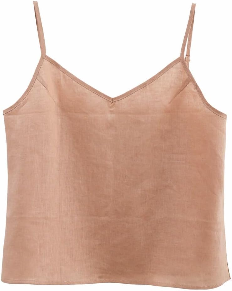 Women's 100% Linen Camisole Tank Top Adjustable Strap Tops