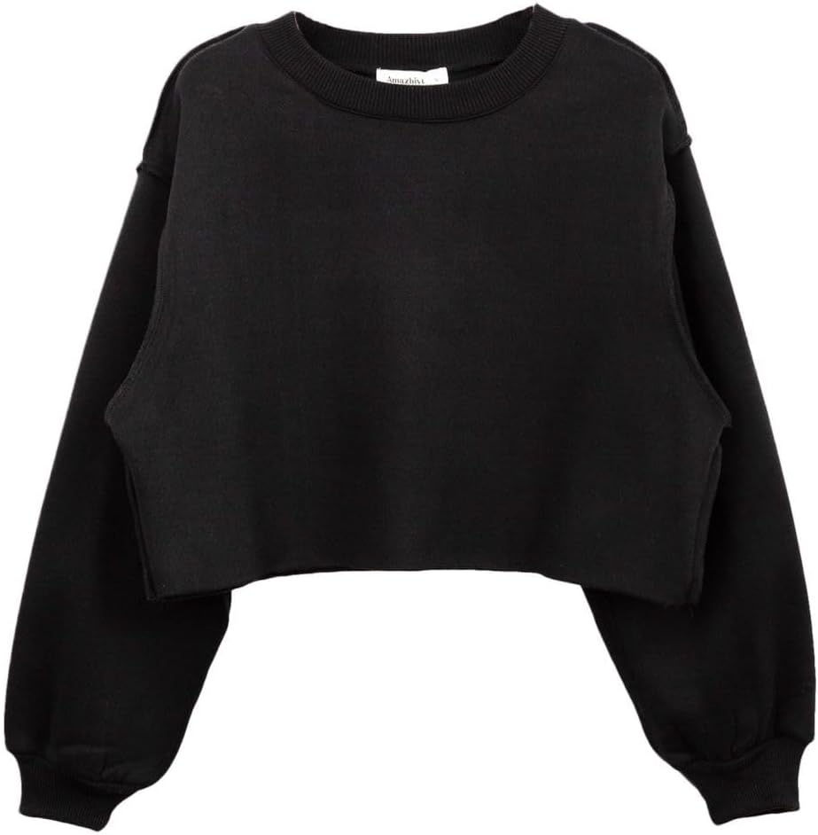 Women's Fleece Raw-cut Cropped Sweatshirt