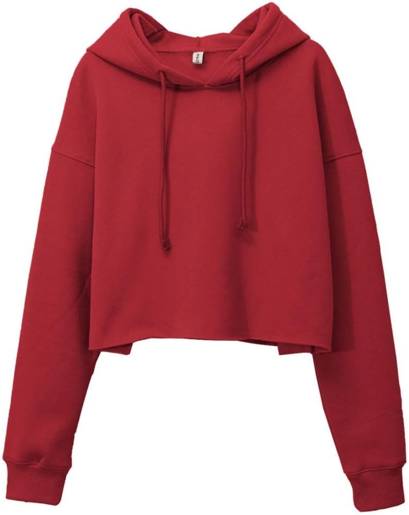Women's Fleece Drawstring Cropped Hoodies with Hooded