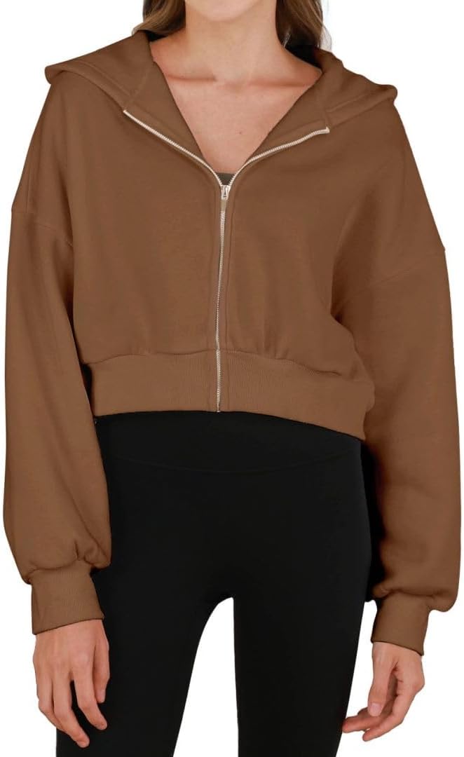 Women's Fleece Cropped Zip-up Hoodies