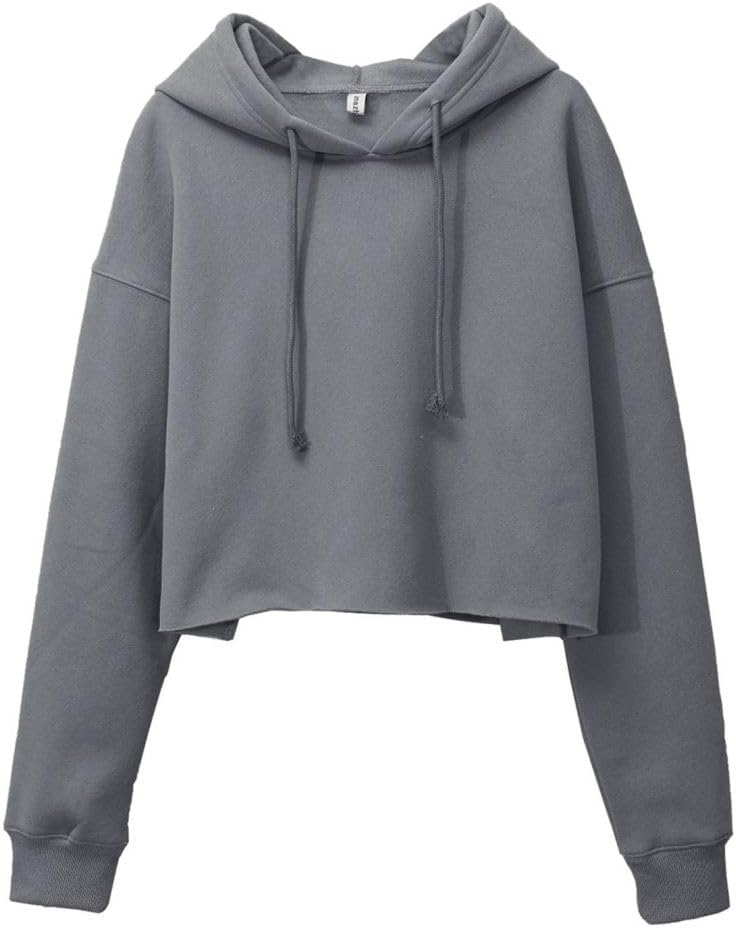 Women's Fleece Drawstring Cropped Hoodies with Hooded