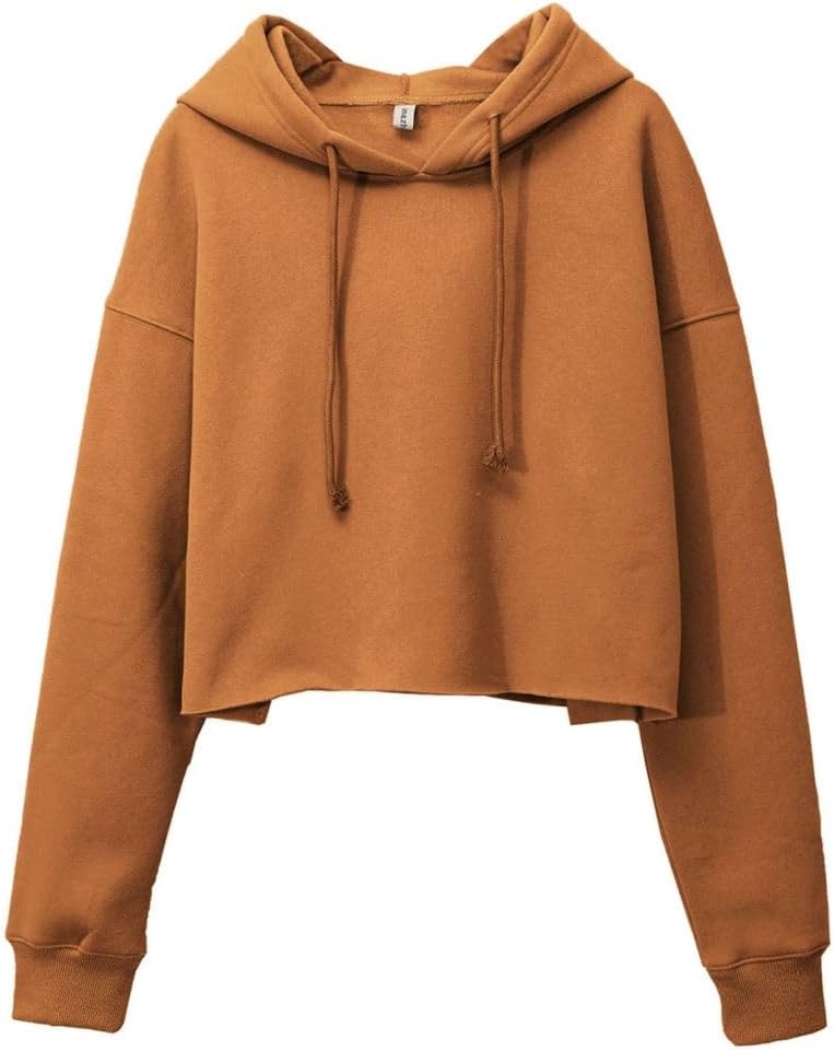 Women's Fleece Drawstring Cropped Hoodies with Hooded