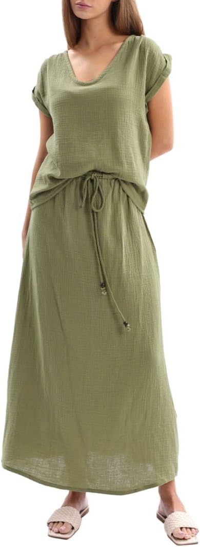 Women's Crepe Cotton Gauze 2 Piece Skirt Sets