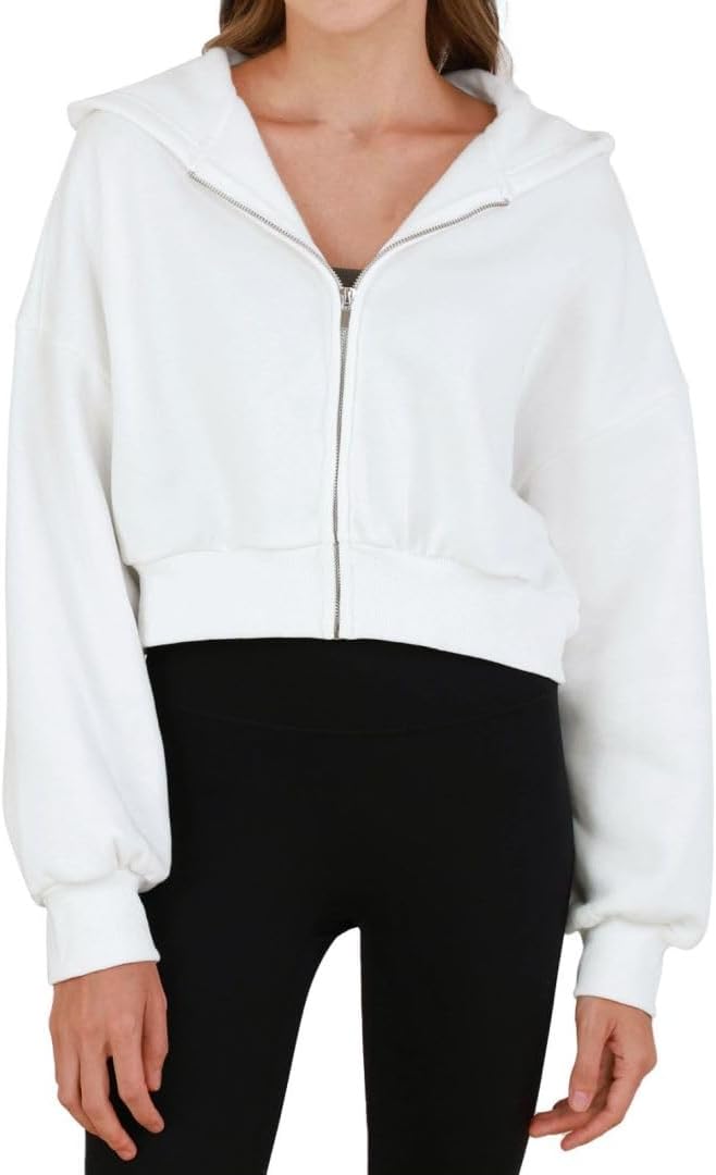 Women's Fleece Cropped Zip-up Hoodies