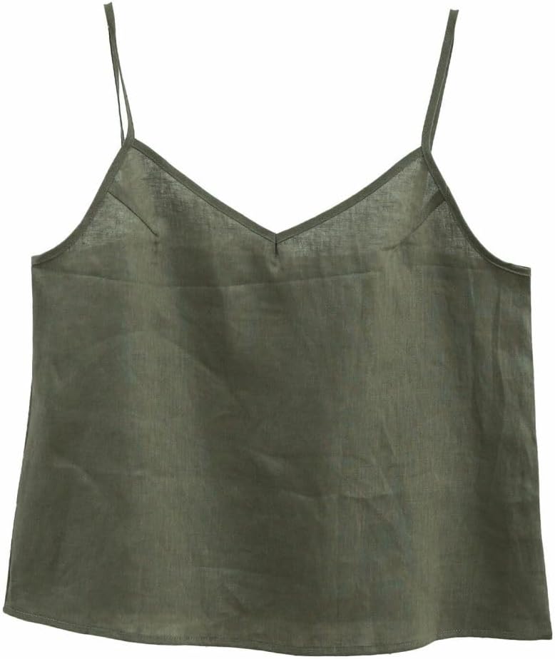 Women's 100% Linen Camisole Tank Top Adjustable Strap Tops