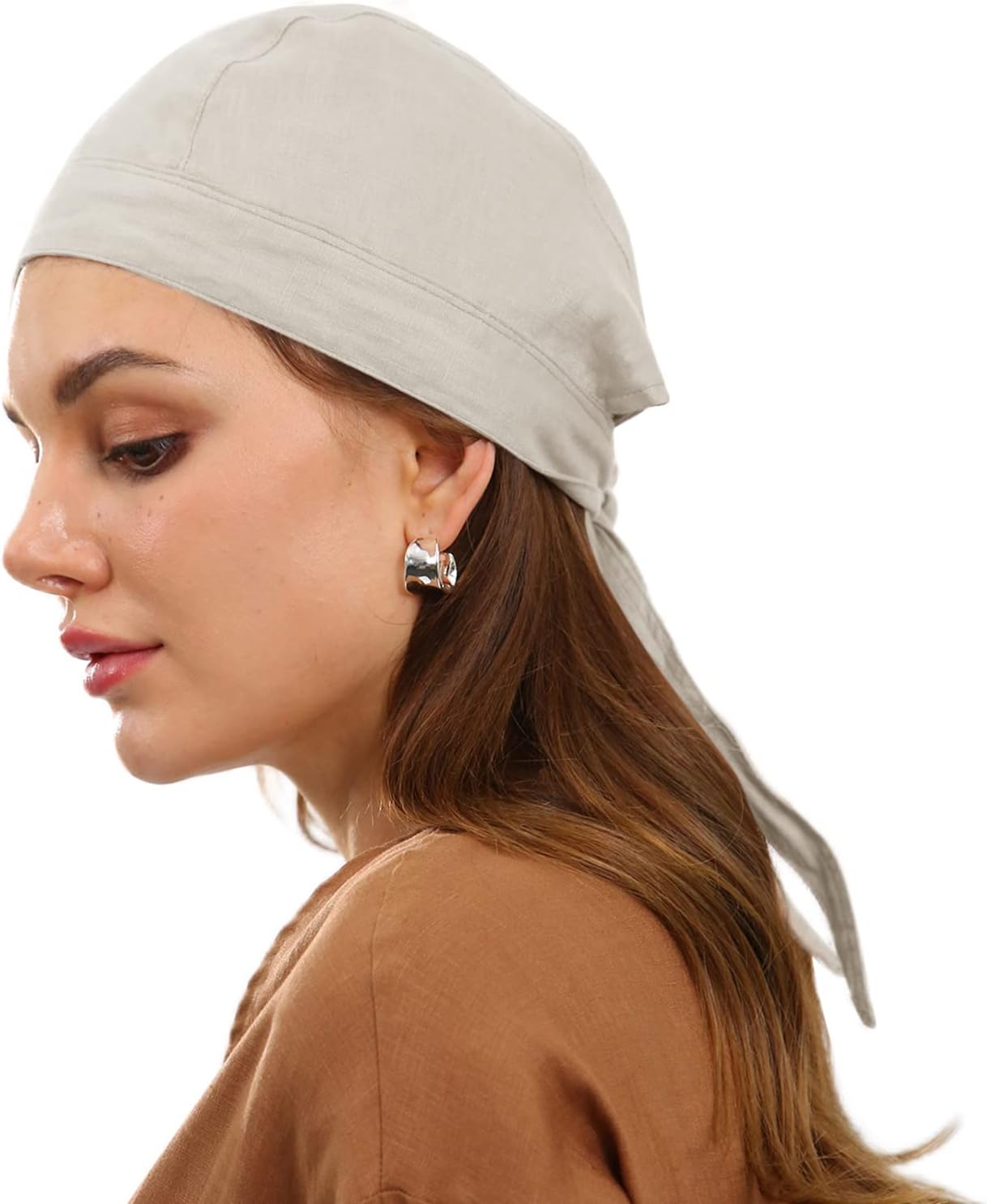 Women's 100% Linen Bandana Skull Cap Beanie Hats