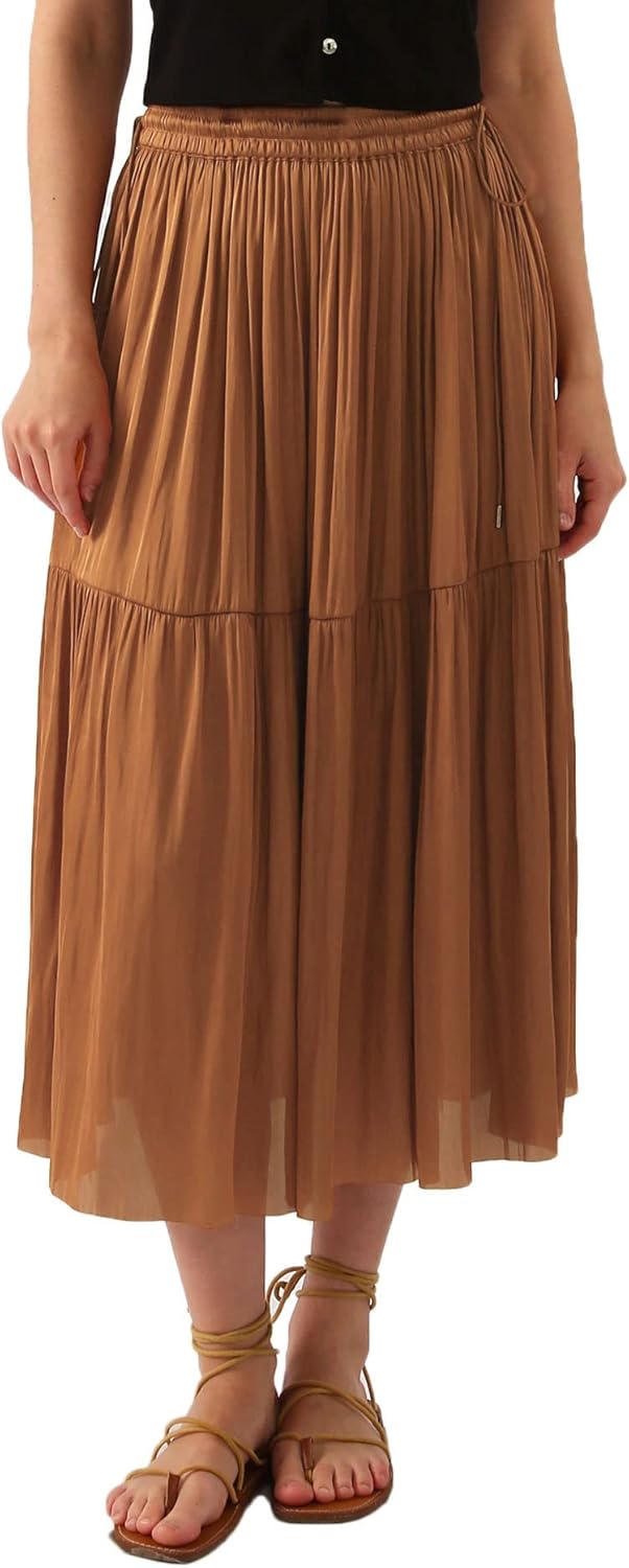 Women's Pleated A Line Flowy Midi Skirt