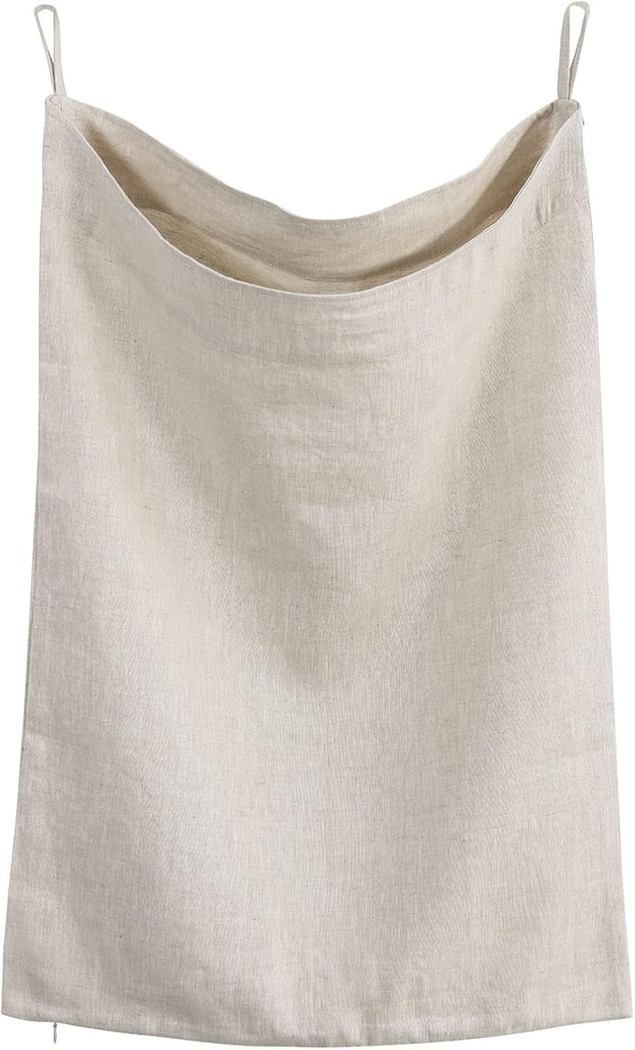 100% Linen Over The Door Laundry Hanging Hamper Bag with Bottom Zipper