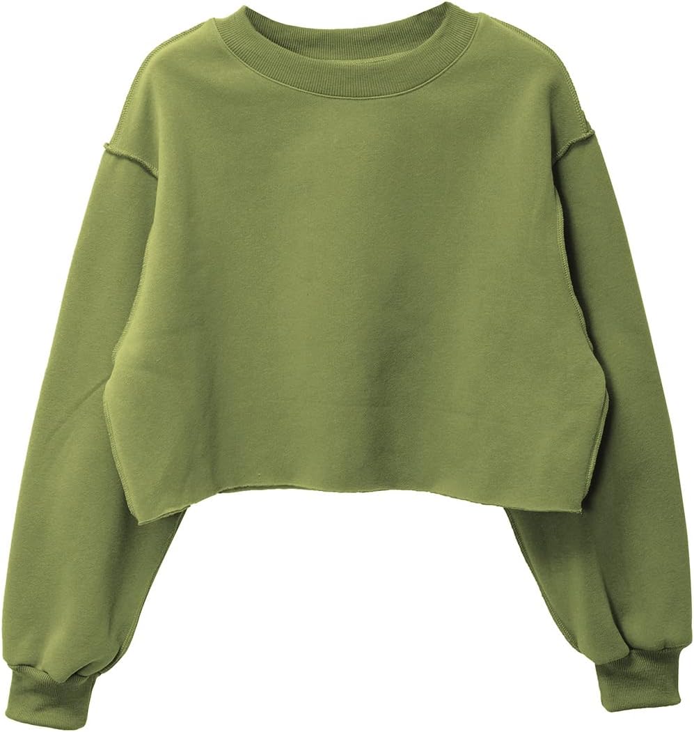 Women's Fleece Raw-cut Cropped Sweatshirt
