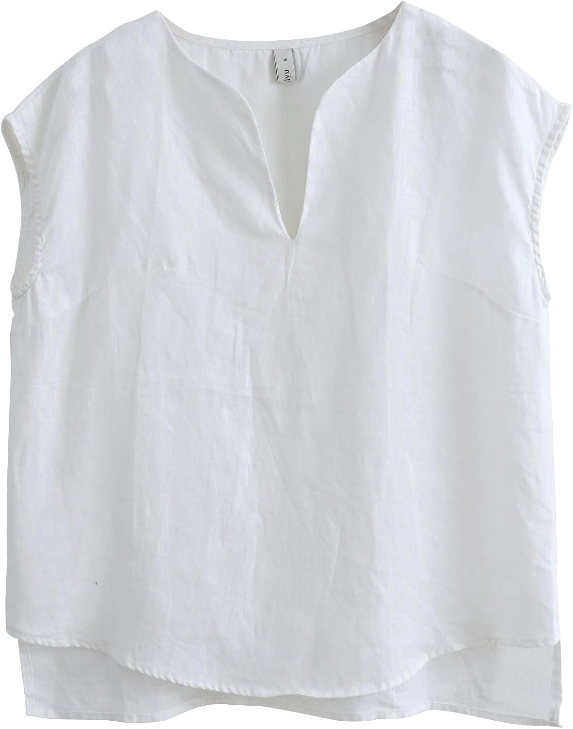 Women's 100% Linen Cap Sleeve Blouse Basic Top