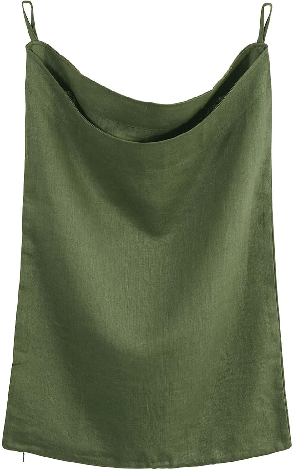 100% Linen Over The Door Laundry Hanging Hamper Bag with Bottom Zipper