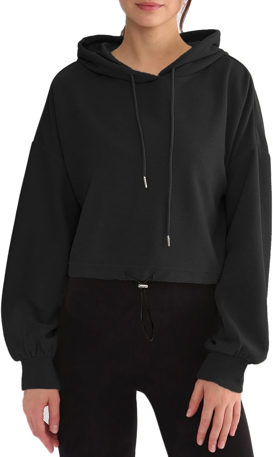 Women’s Waffle Knit Cropped Hoodie