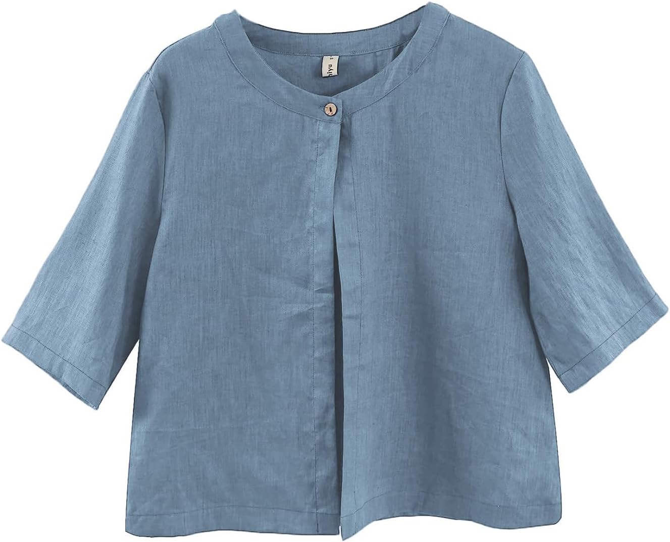 Women's 100% Linen Open Front Elbow Sleeve Cropped Cardigan