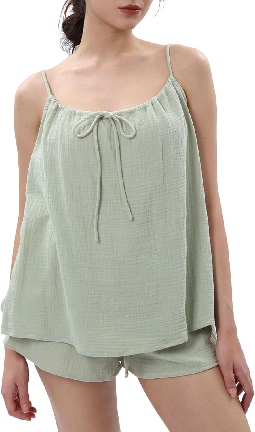 Women's Cotton Gauze Summer 2 Piece Outfits Lounge Pajama Set