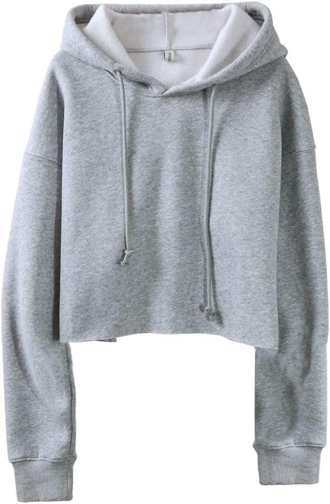 Women's Fleece Drawstring Cropped Hoodies with Hooded