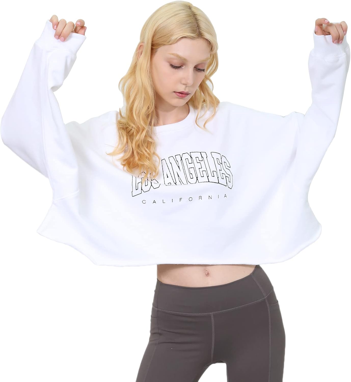 Women’s Pullover Letter Printed Oversized Cropped Sweatshirt