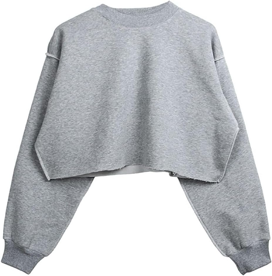 Women's Fleece Raw-cut Cropped Sweatshirt