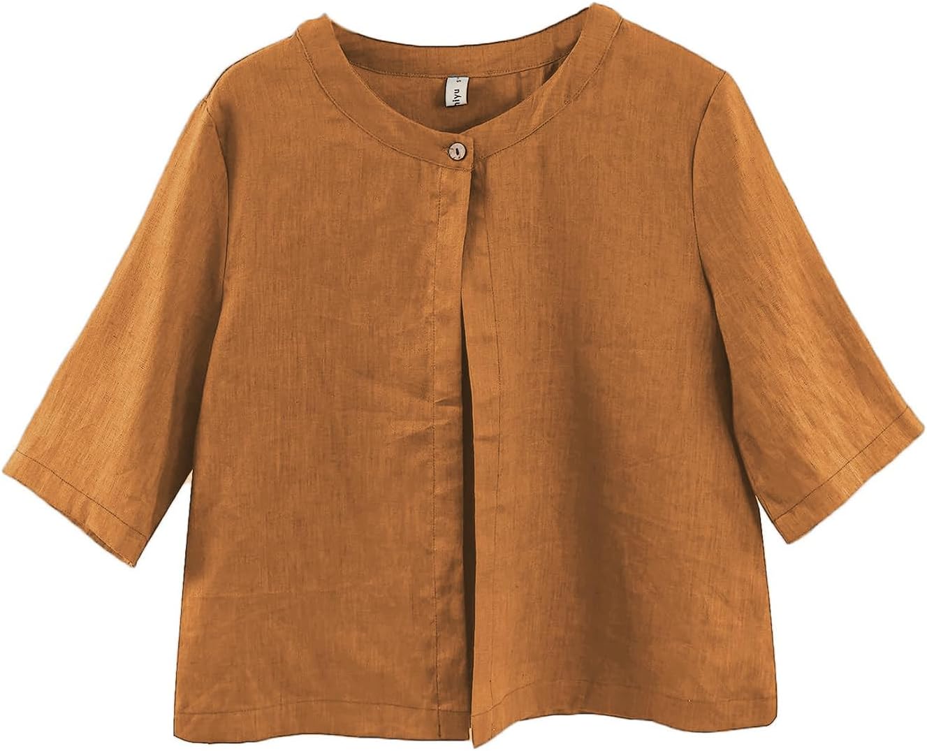 Women's 100% Linen Open Front Elbow Sleeve Cropped Cardigan