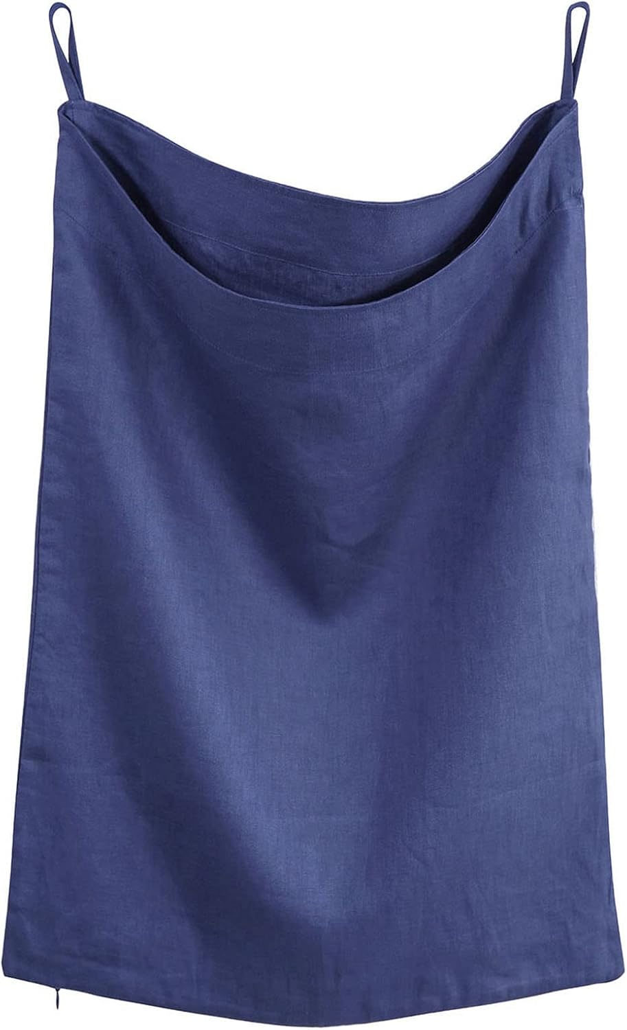 100% Linen Over The Door Laundry Hanging Hamper Bag with Bottom Zipper