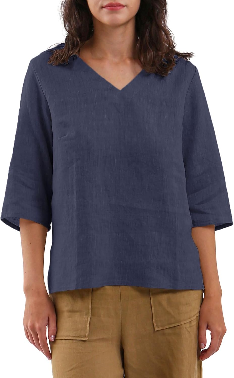 Women's 100% Linen 3/4 Sleeve Blouse