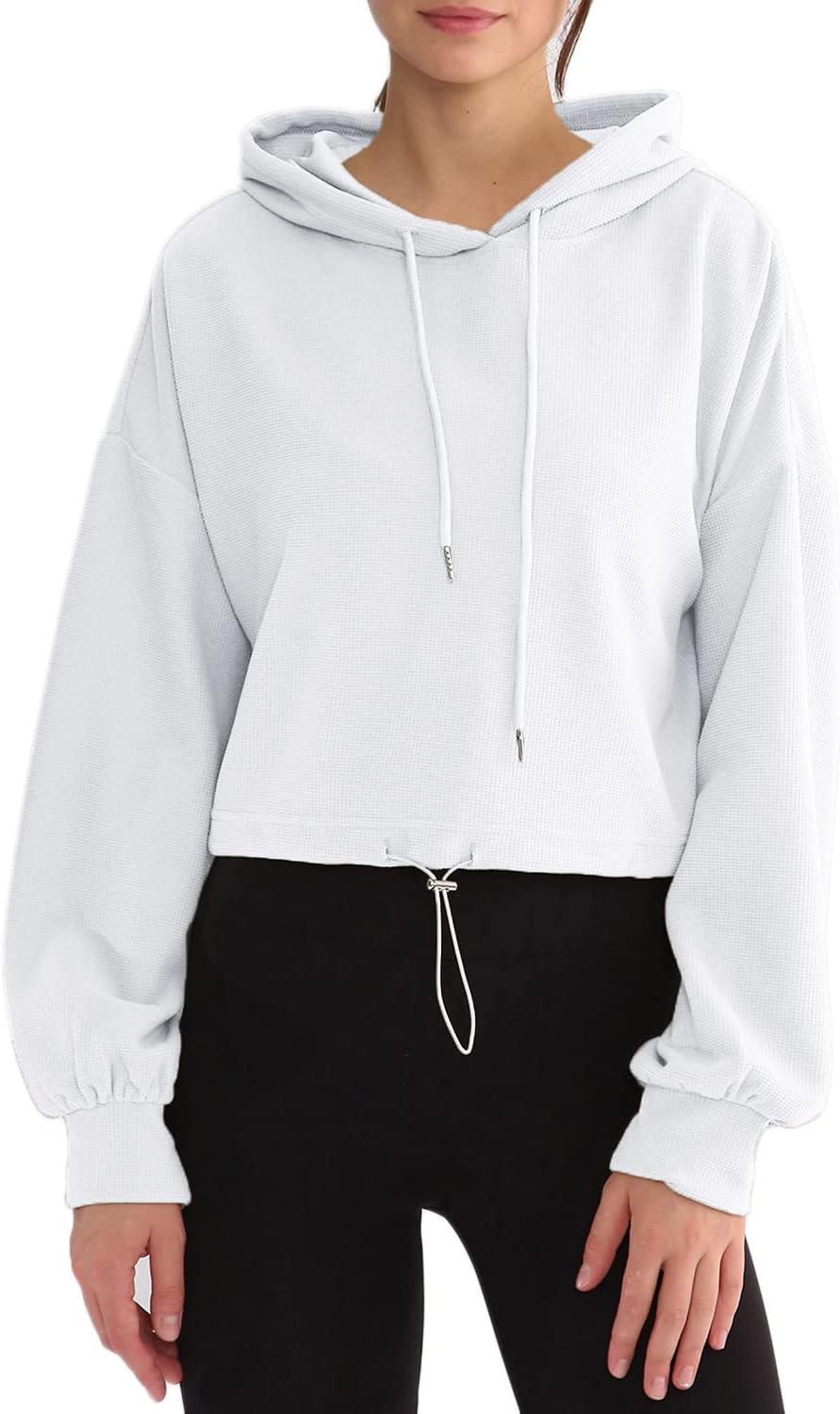 Women’s Waffle Knit Cropped Hoodie